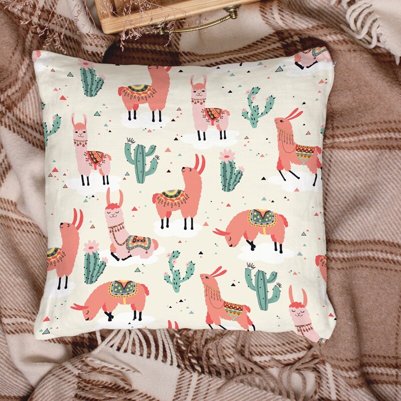 

Alpaca Print Cushion Cover Without Filler, Multicolor