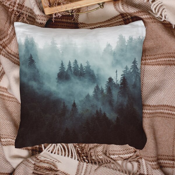 

Forest Pattern Cushion Cover Without Filler, Dark green
