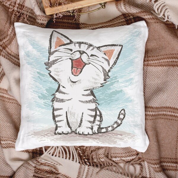 

Cat Print Cushion Cover Without Filler, Multicolor