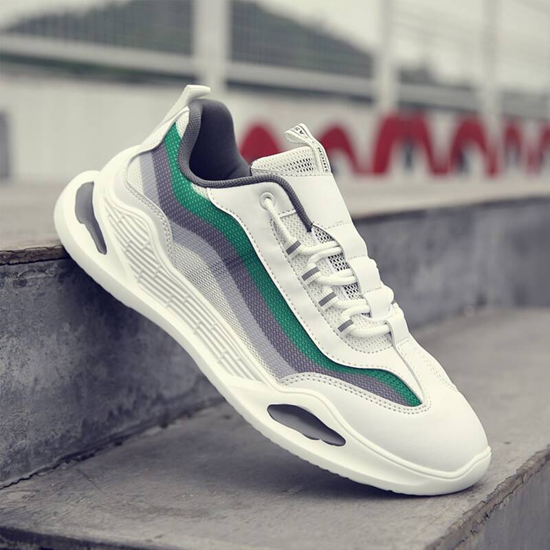 

Guys Lace-up Front Striped Sneakers, White