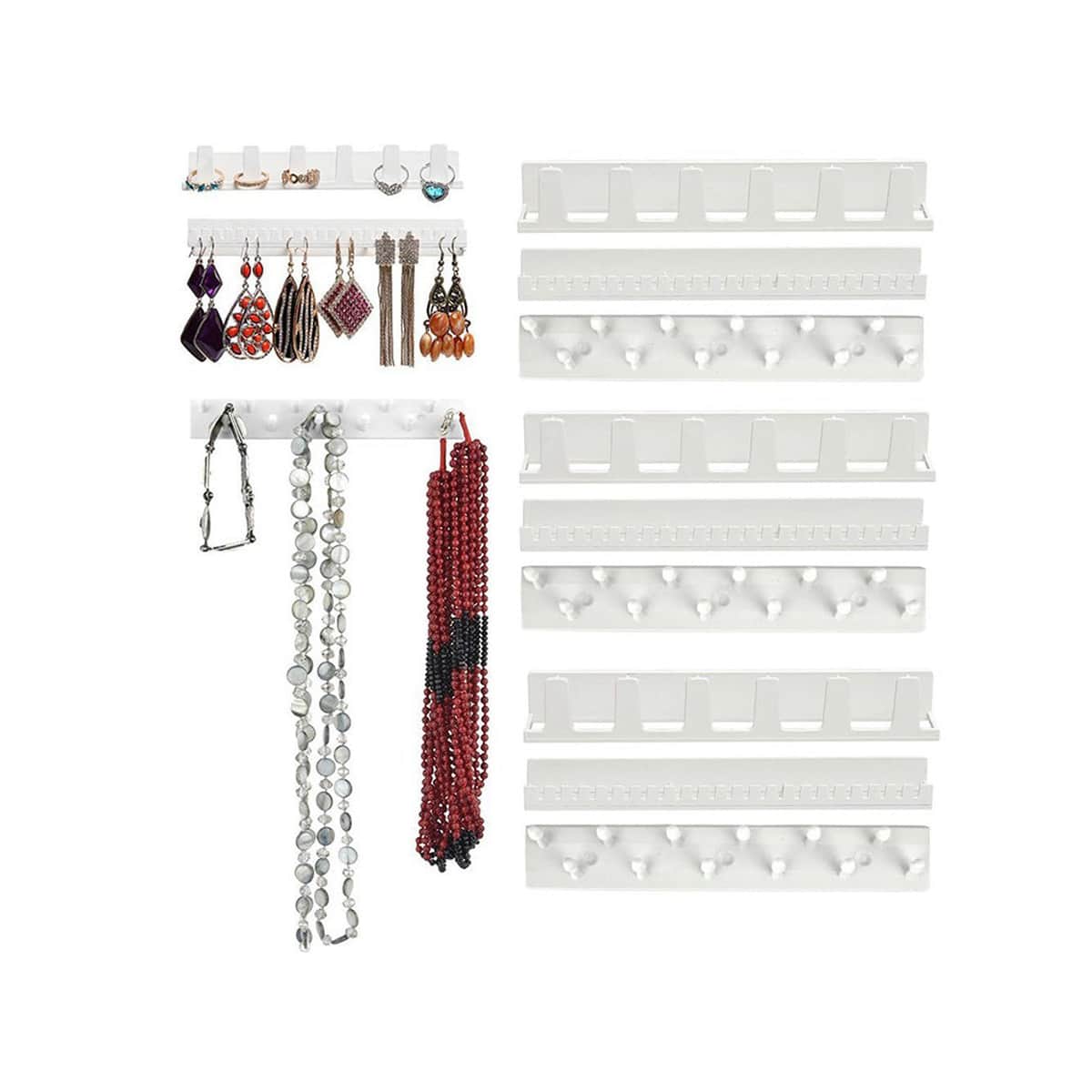 

9pcs Wall Mounted Jewelry Storage Rack, White