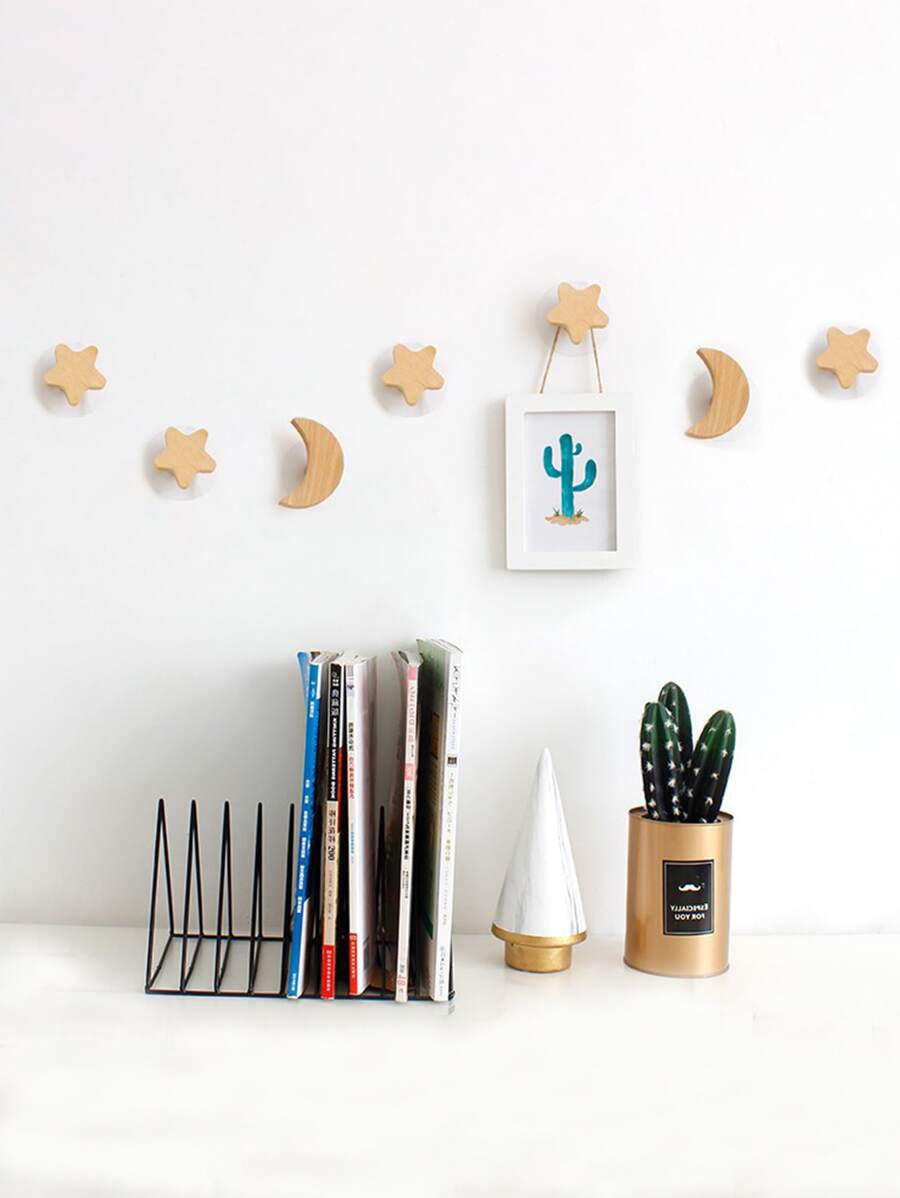 1入組星星和月亮造型墻面掛鉤 - 杏色 - 查看 1