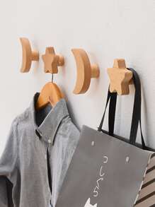 1入組星星和月亮造型墻面掛鉤 - 杏色 - 查看 3