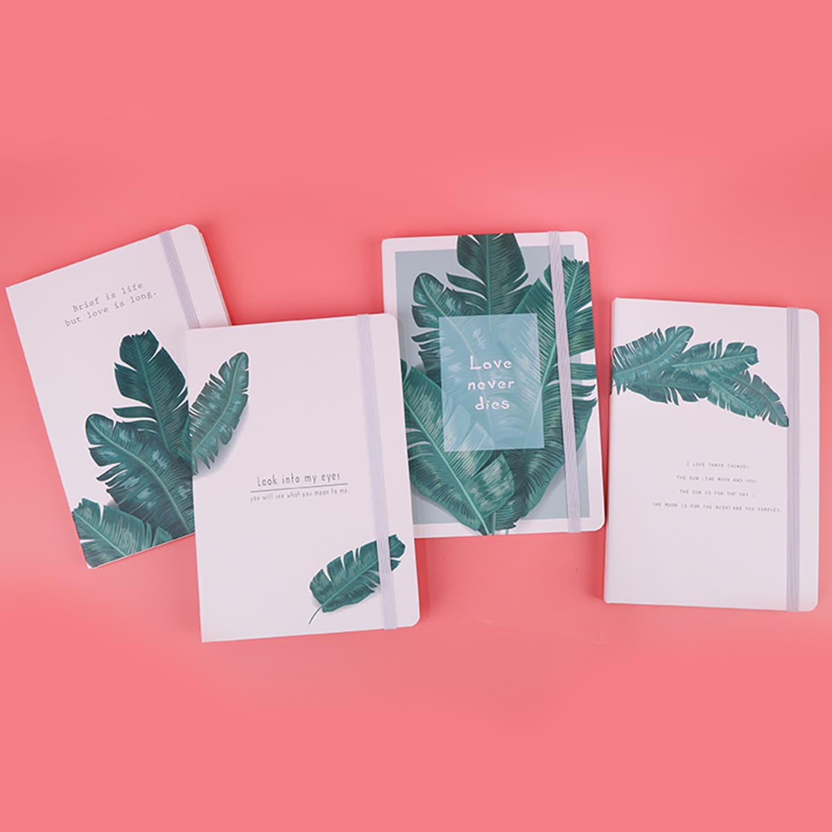

1pack Leaf Print Cover Random Notebook, Green