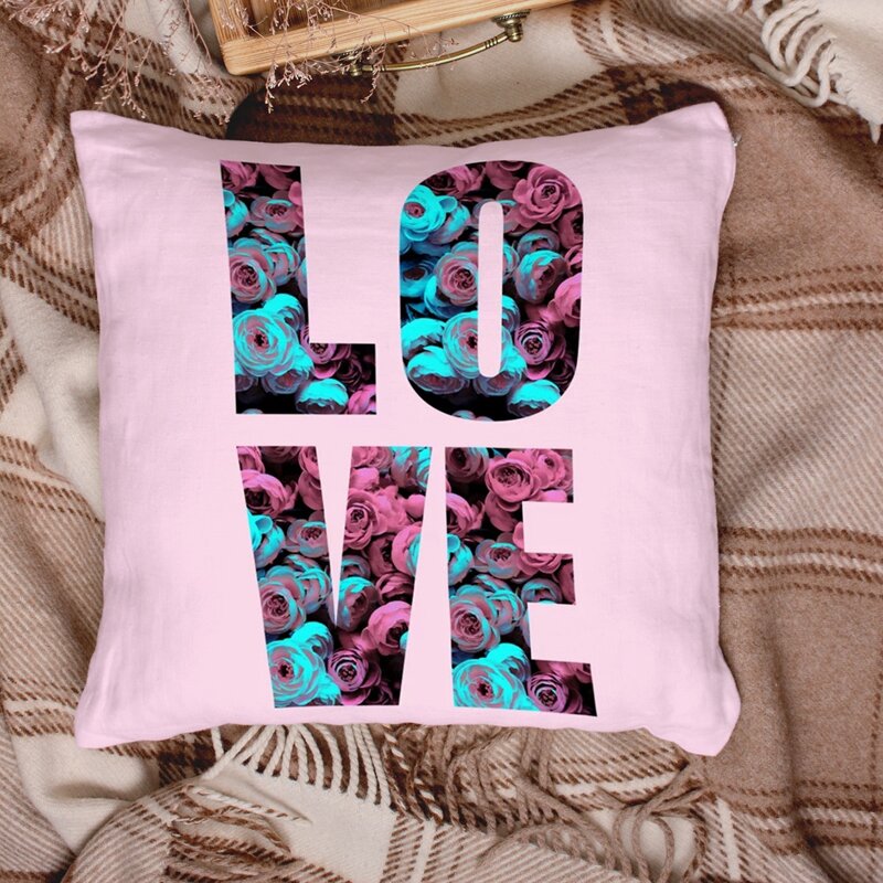 

Letter Graphic Cushion Cover Without Filler, Baby pink