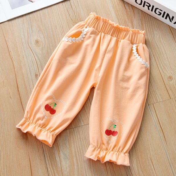 

Toddler Girls Cherry And Heart Print Pants, Orange