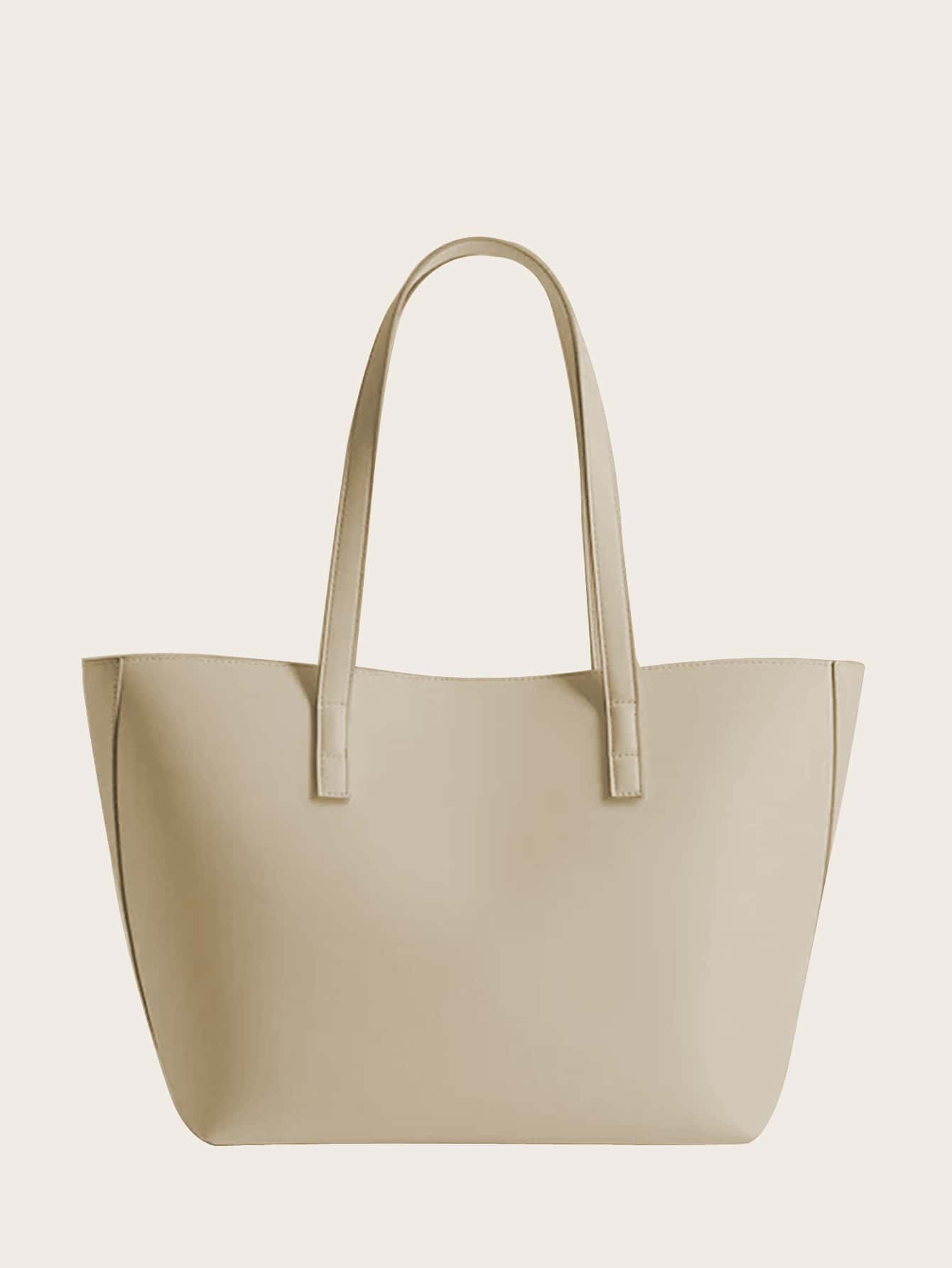 極簡風格大容量托特包 - 米色 - 查看 1