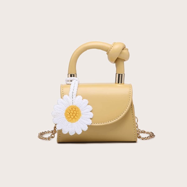 

Mini Daisy Decor Satchel Bag, Apricot