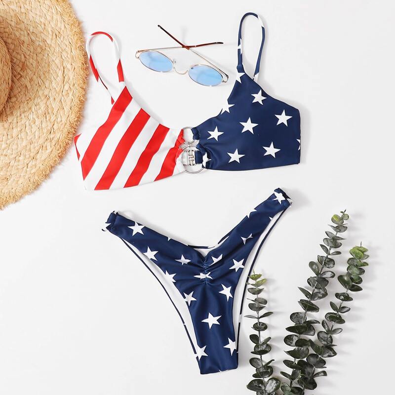 

American Flag Bikini Swimsuit, Multicolor