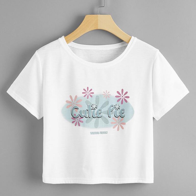 

Letter & Floral Tee, White