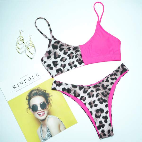 

Leopard High Cut Bikini Swimsuit, Multicolor