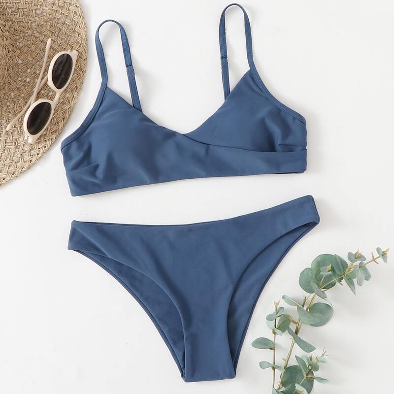 

Wrap Detail Bikini Swimsuit, Dusty blue