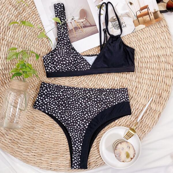 

Dalmatian High Waisted Bikini Swimsuit, Black