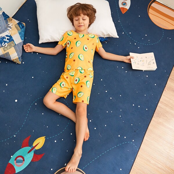 

Toddler Boys Avocado Print PJ Set, Mustard yellow