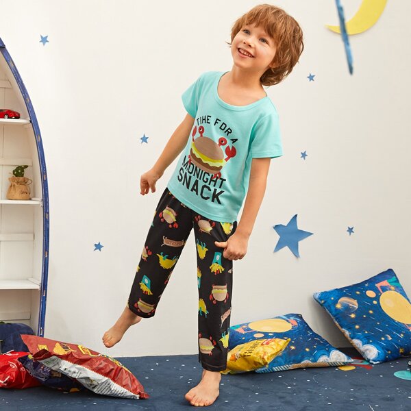 

Toddler Boys Slogan & Cartoon Graphic PJ Set, Multicolor