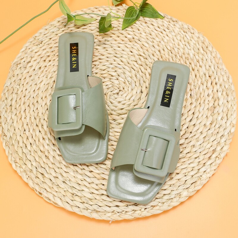 

Buckle Decor Sliders, Green