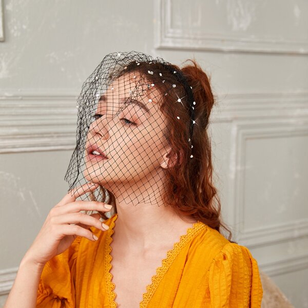 

Rhinestone Mesh Обруч для волос, Чёрный