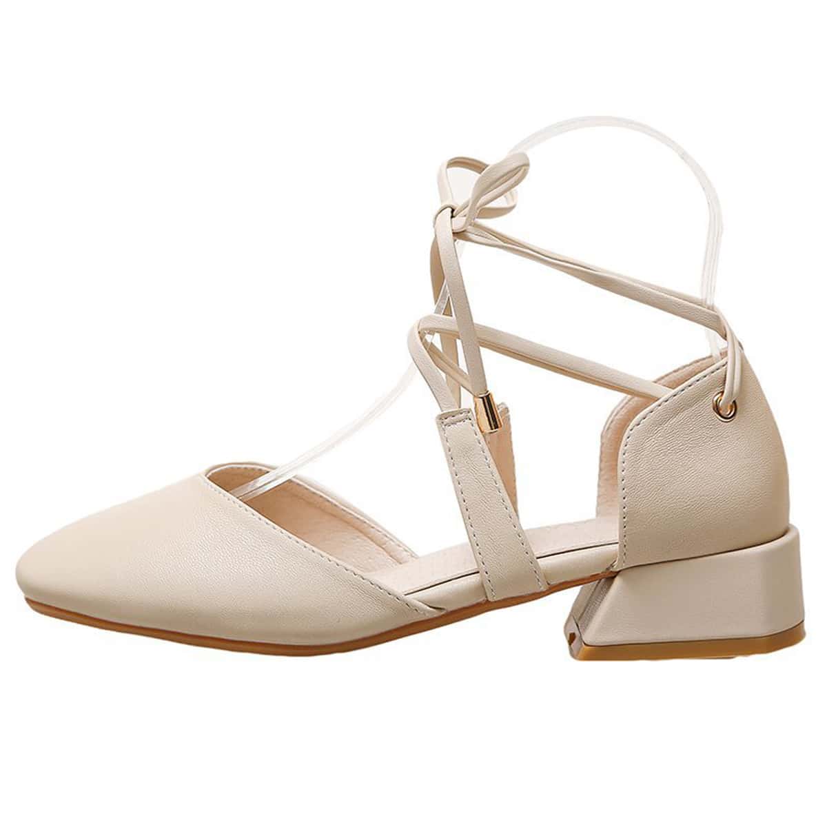 

Strappy Chunky Heels, Beige