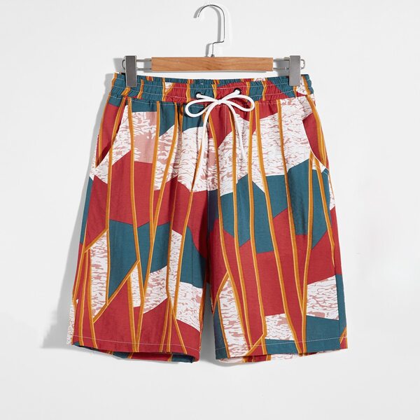 

Men Colorblock Drawstring Waist Shorts, Multicolor