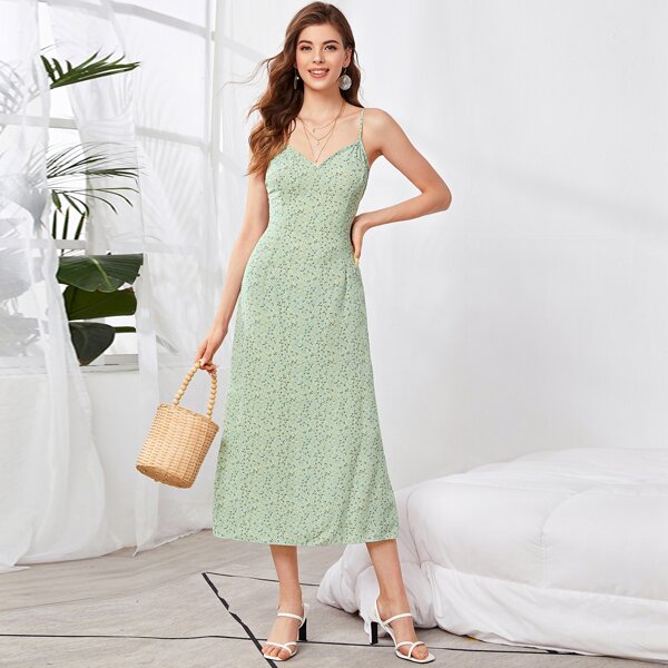 

Tie Back Ditsy Floral Cami Dress, Mint green