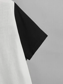 Manfinity RebelGame 男士雙色高低下擺襯衫 - 黑與白 - 查看 4