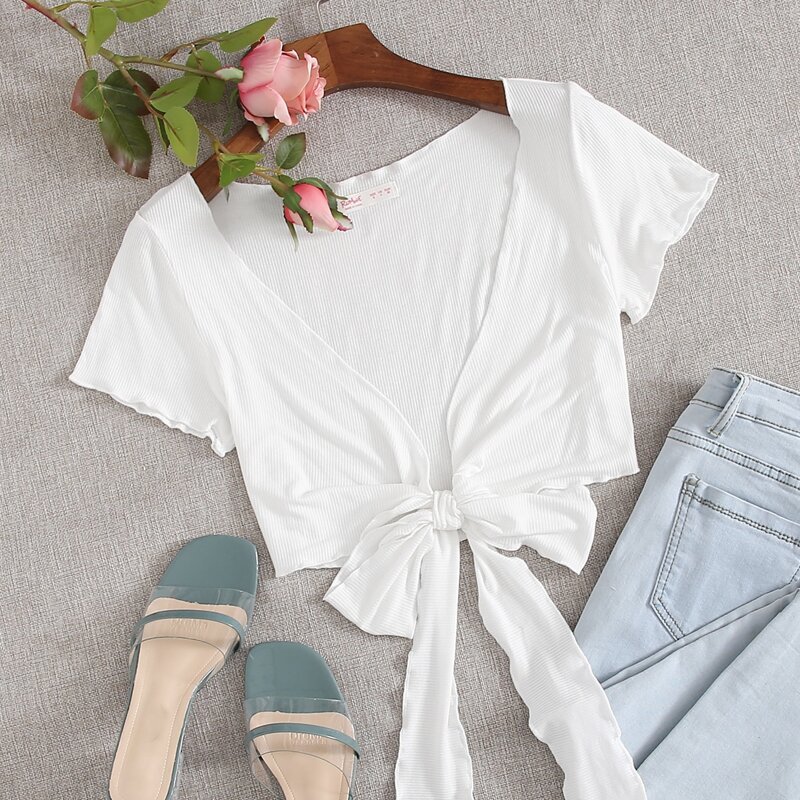 

Self Tie White Crop Top