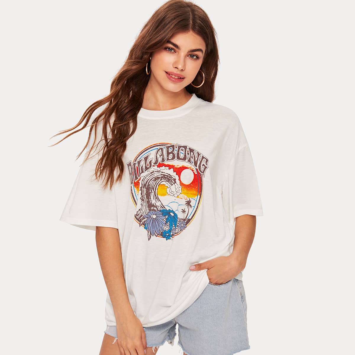 

Wave Graphic Oversized Tee, White