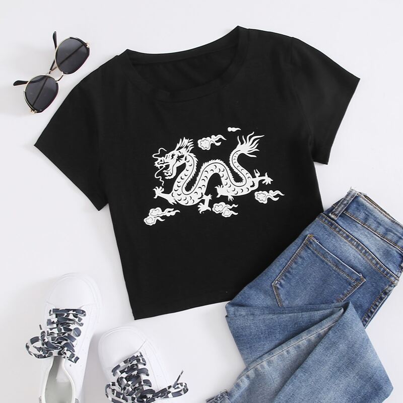 

Dragon Graphic Tee, Black