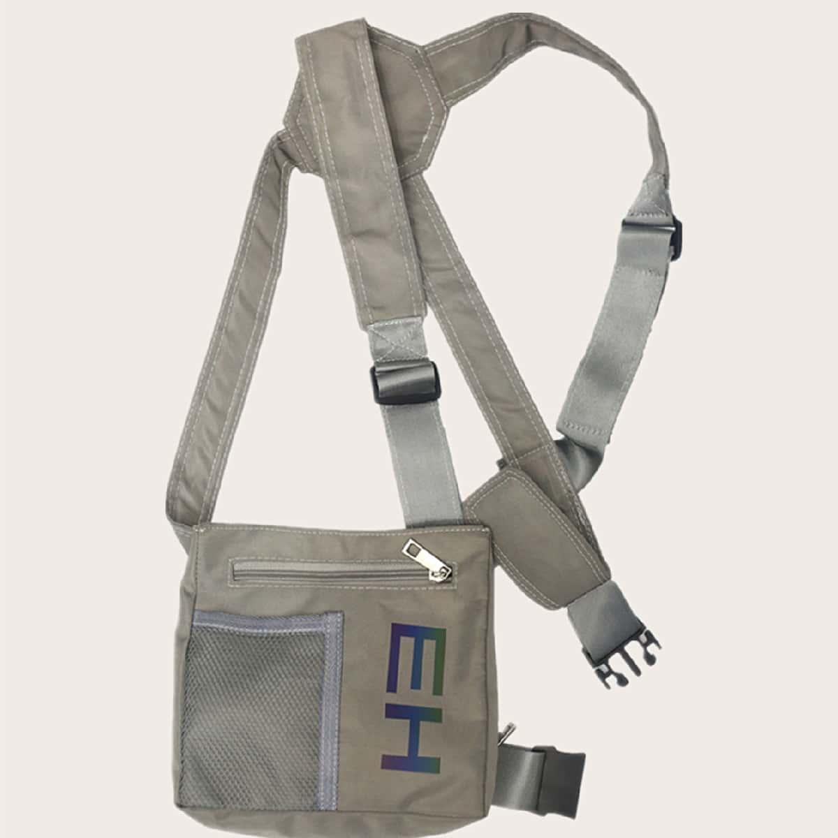 

Letter Graphic Buckle Bag, Silver