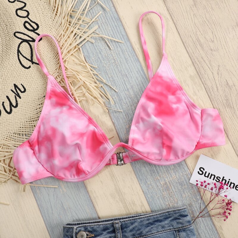 

Tie Dye Underwire Bikini Top, Pink