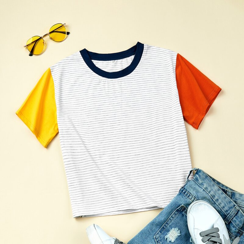 

Striped Colorblock Sleeve Tee, Multicolor