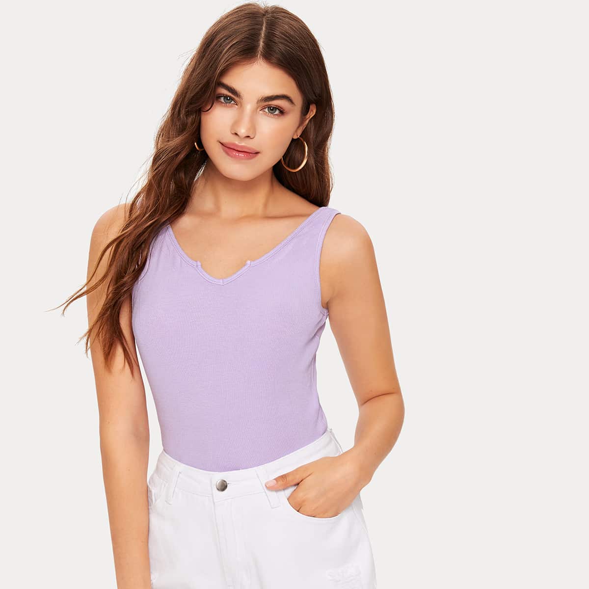 

Solid Crop Tank, Lilac purple