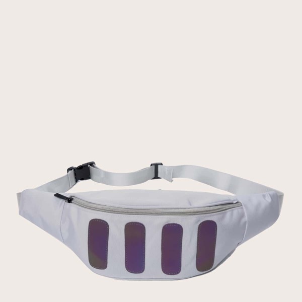 

Colorblock Striped Graphic Fanny Pack, Grey