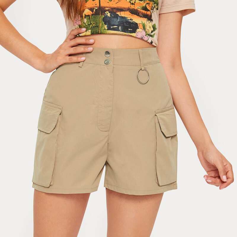 

Solid Pocket Cargo Shorts, Khaki