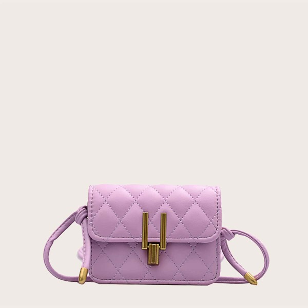 

Girls Quilted Flap Crossbody Bag, Purple
