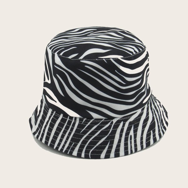 

Men Zebra Striped Bucket Hat, Black