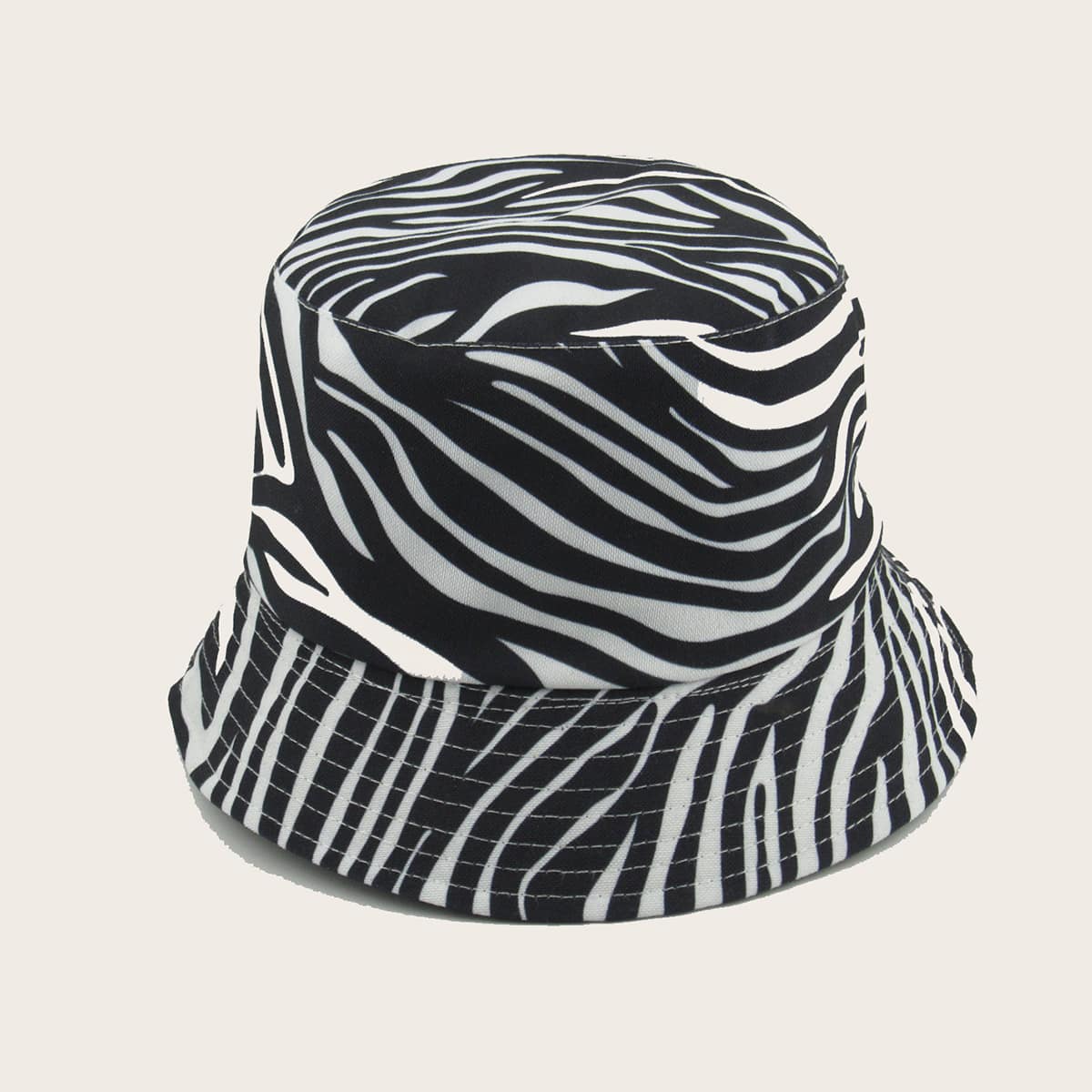 

Guys Zebra Striped Bucket Hat, Black
