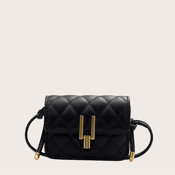 

Girls Quilted Flap Crossbody Bag, Black