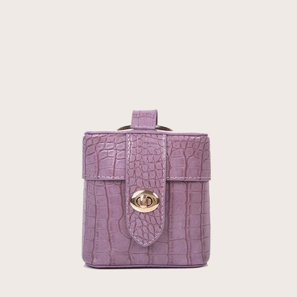 

Croc Embossed Mini Chain Bag, Purple