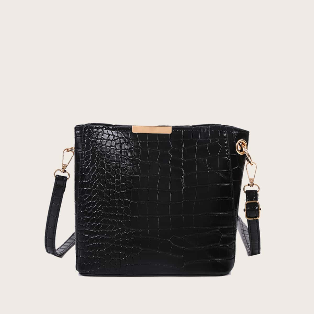 

Croc Embossed Crossbody Bag, Black