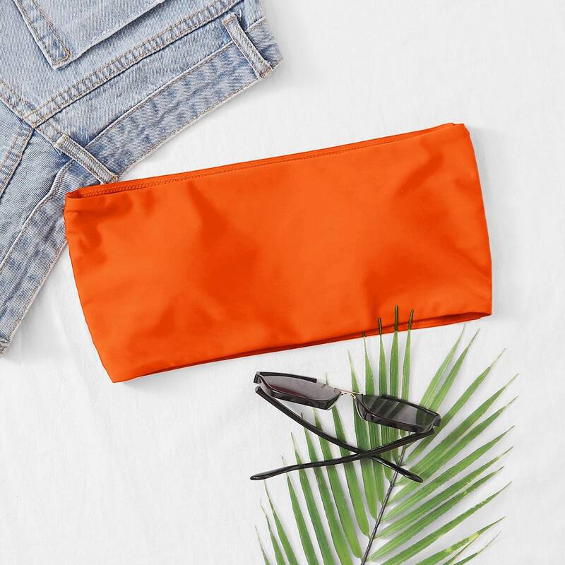 

Plain Bandeau Bikini Top, Orange