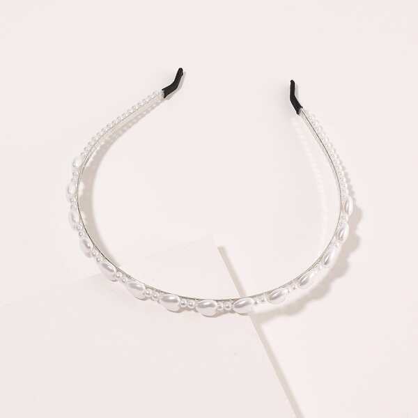 

Faux Pearl Decor Hair Hoop, White
