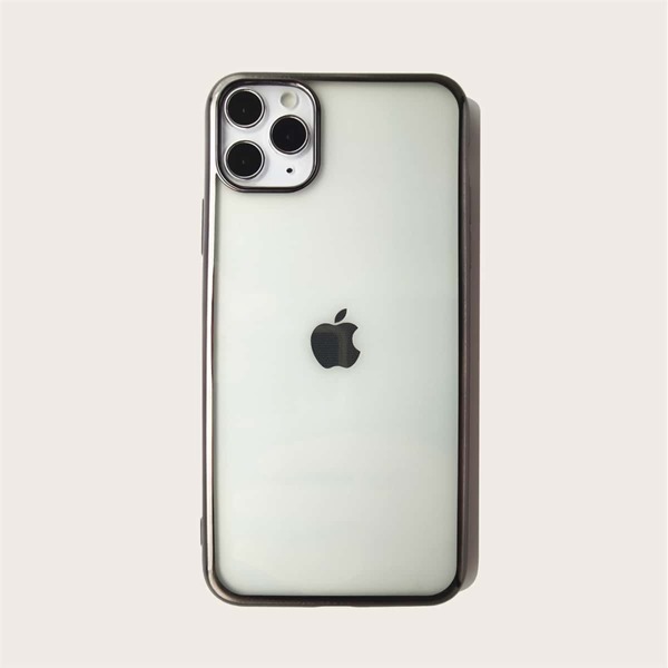 

1pc Contrast Frame Clear iPhone Case, Black