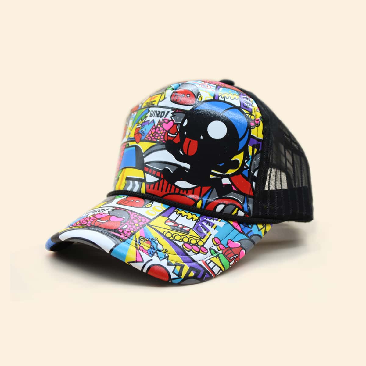 

Guys Graffiti Pattern Baseball Cap, Black