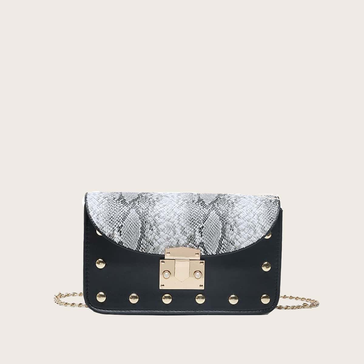 

Snake Skin Studded Crossbody Bag, Multicolor