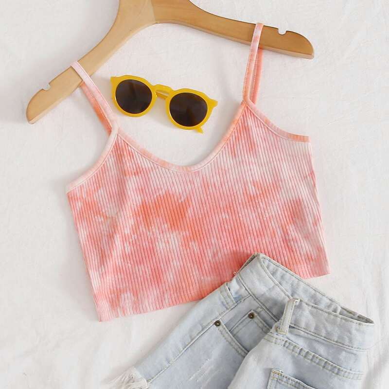 

Ribbed Tie Dye Cami, Coral pink