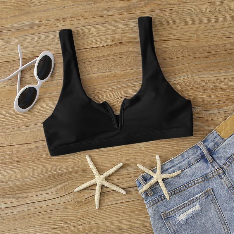 

V Wired Bikini Top, Black
