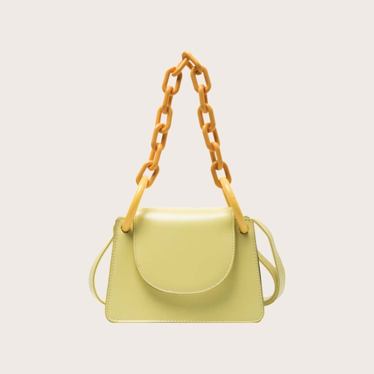 

Solid Chain Satchel Bag, Yellow