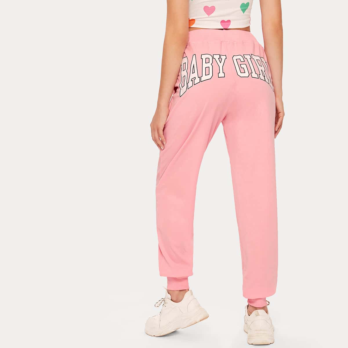 

Letter Graphic Sweatpants, Baby pink