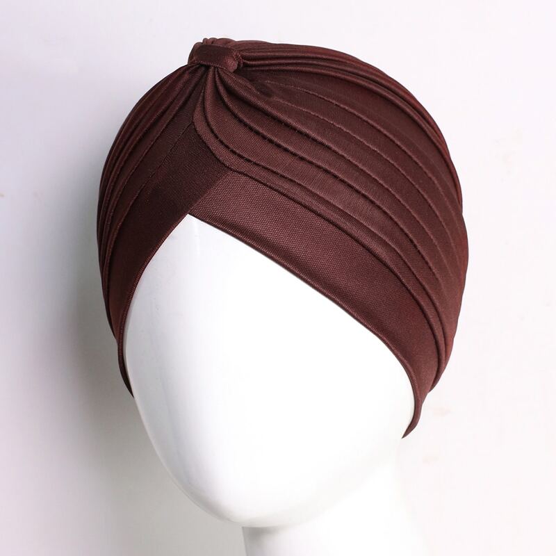 

Solid Layered Turban Hat, Coffee brown